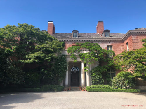 Filoli mansion with author Elizabeth Van Tassel brick building with climbing vines