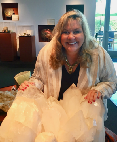 Author Elizabeth Van Tassel with gems at GIA